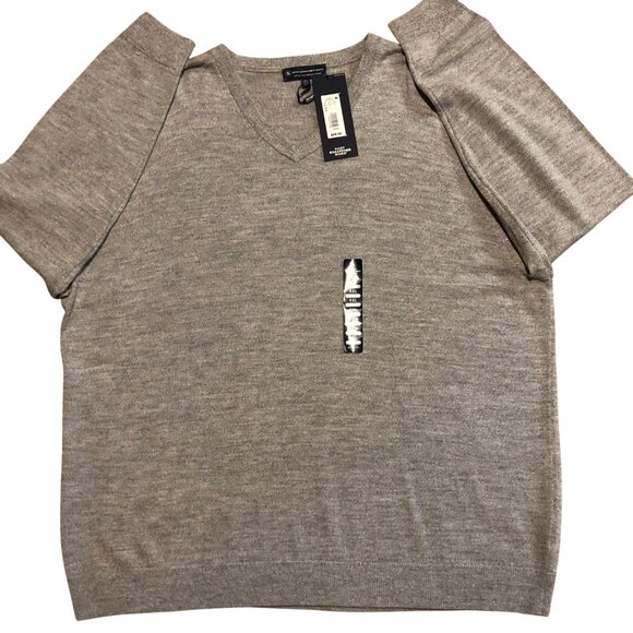 Hart Schaffner Marx Mens V-Neck Sweater Gray Extra Fine Merino Wool XXL NWT - Picture 6 of 7